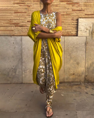 Elegant to-delt sæt med vintageprint