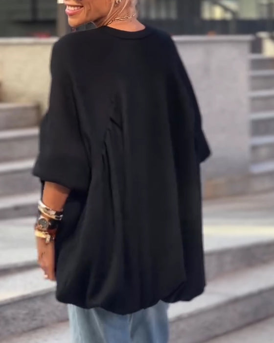 Sweatshirts Ensfarvet Løs Uregelmæssig