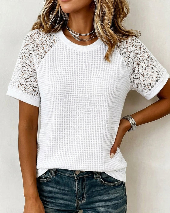 T-Shirts Rund Hals Vaffel Blonder Lapværk
