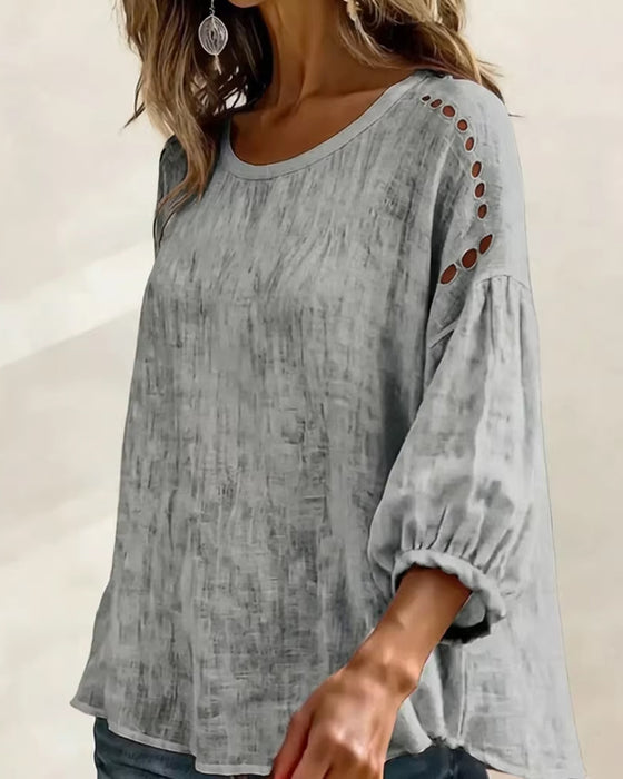 Bluse Udhullet 100% Bomuld