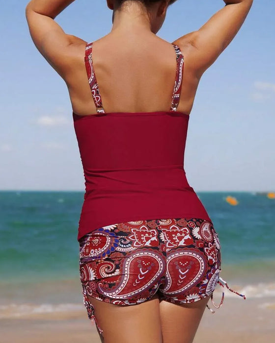 Badedragt med afslappet print og shorts i to dele