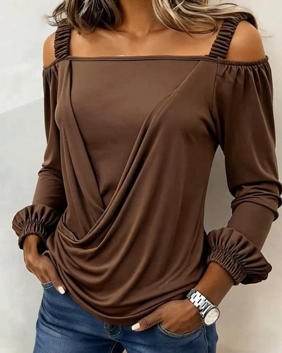 Top Camisole Off-Skulder Kryds Puff-Ærme