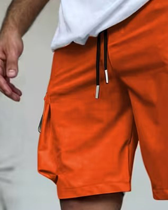 Herre Bukser Ensfarvet Loose Fit Kort Cargo