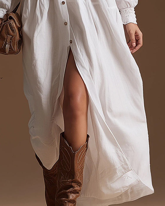 Kjole Ensfarvet Langærmet Slids Underkjole