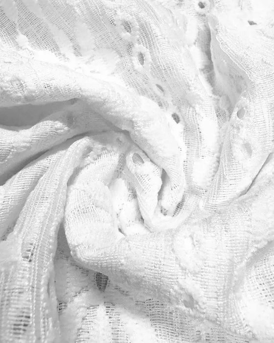 Bluse Rund Hals Blonde Hæklet Korte Ærmer