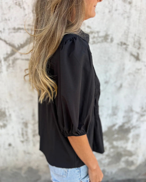 Bluse Casual Mode Kort Ærme Ensfarvet