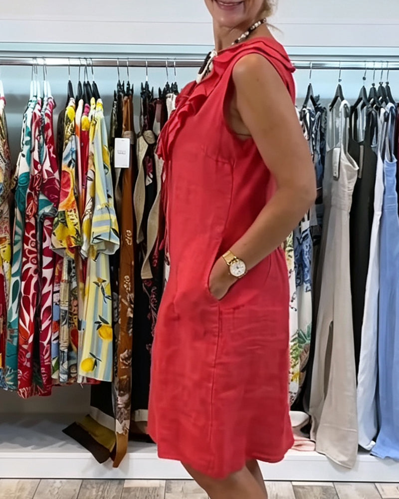 Kjole Ruffle Ærmeløs Casual