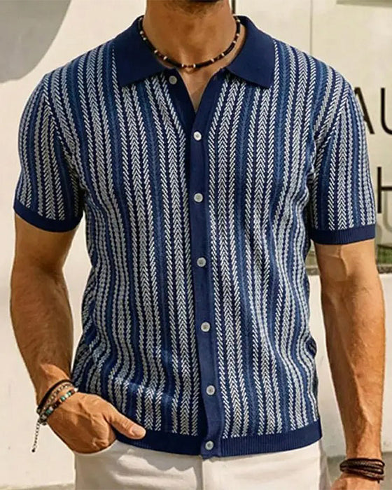 T-Shirt Revers Herre Kort Ærme Knap