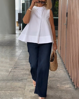 Bluse Ærmeløs Ensfarvet Simpel