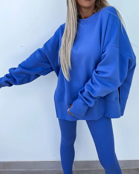 Sæt Slim Bukser Løs Sweatshirt