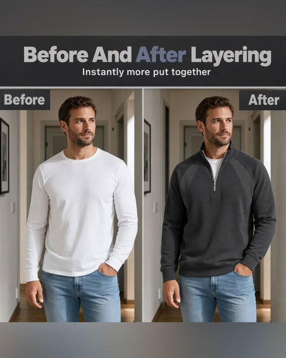 Sweatshirt Halv Zip Ståkrave