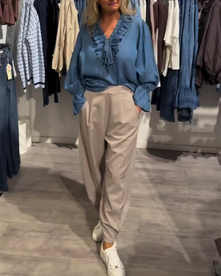 Bluse Rynke Kant Bind Denim