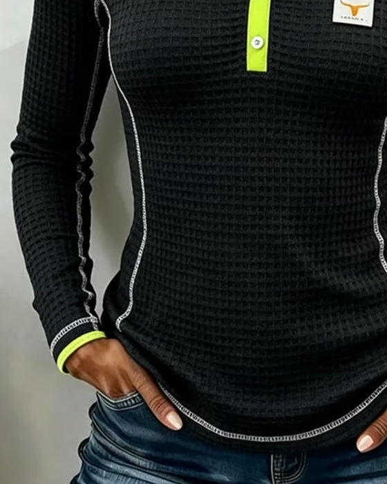 Top Med Hætte Farveblok Slimfit