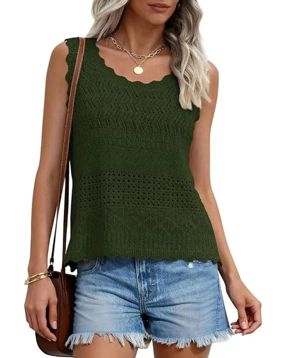 Tanktop Gennembrudt Bølget Kant Ærmeløs