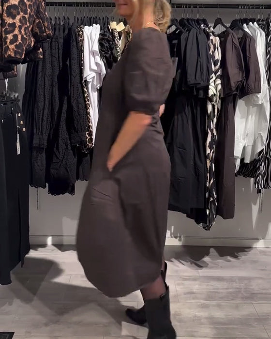 Kjole V-hals Lomme Casual