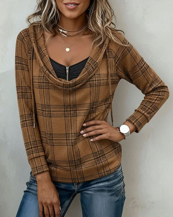 Top Terning Mock Layered Turtleneck Hoodie