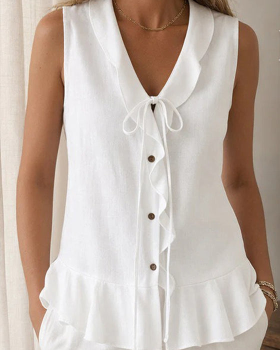 Tank Top Ruffle Slips Ærmeløs