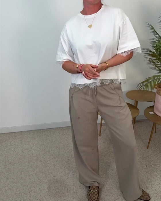Bluse Ryg Slids Blonder Kort Ærme