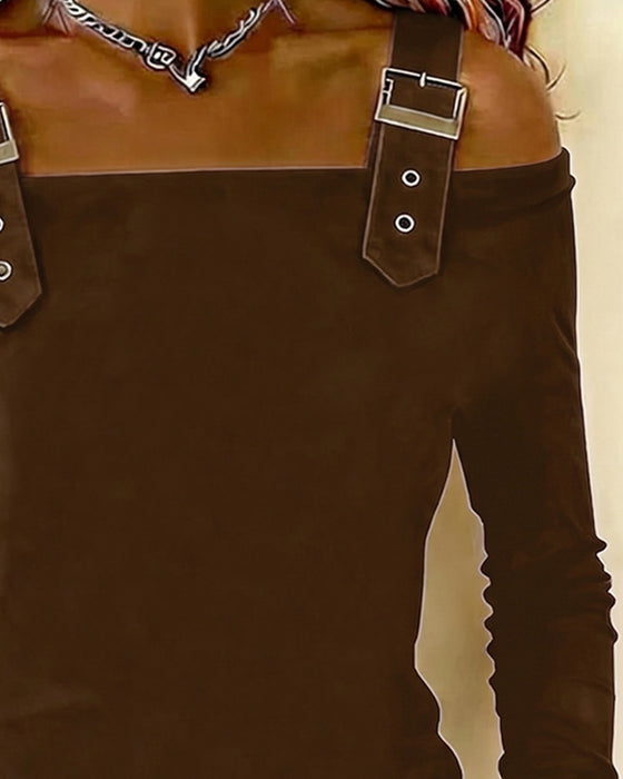 Top Lang Ærme Off-Shoulder Kamisol