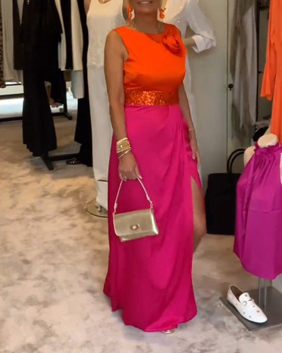 Tofarvet kjole uden ærmer