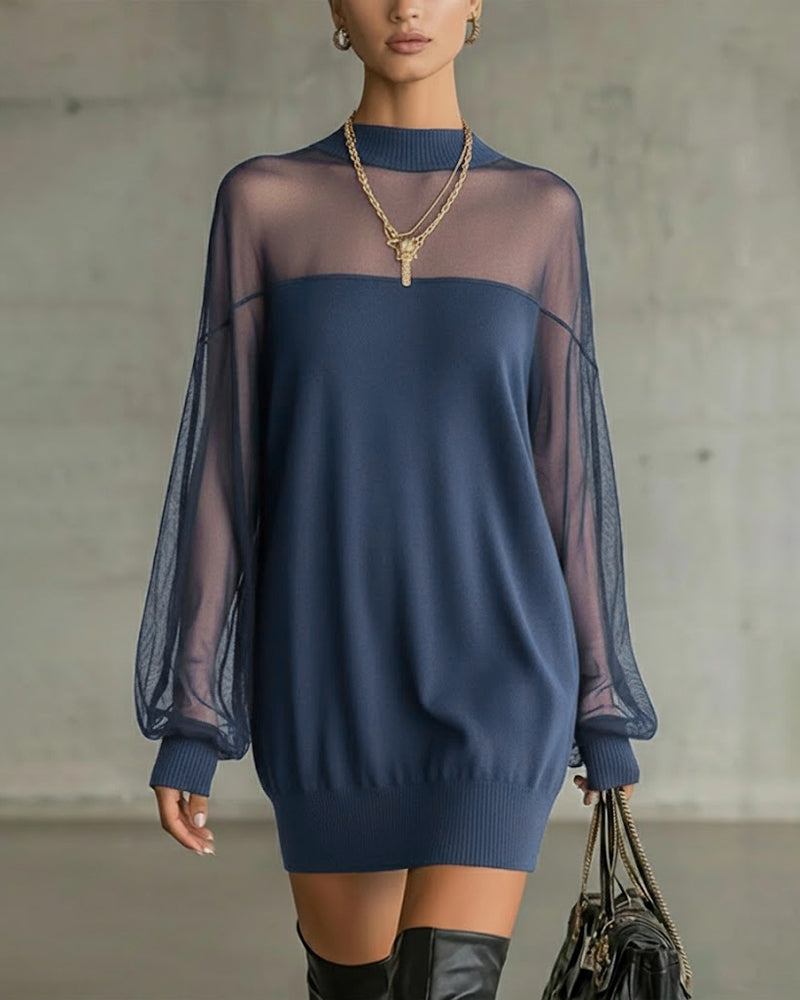 Kjole Lygterme Ensfarvet Patchwork