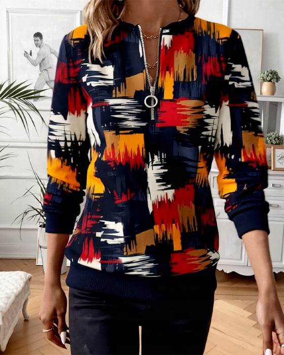 Sweatshirt med afslappet lynlåsprint og moderigtig pullover