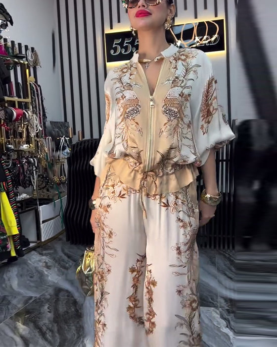 Bredbenet Jakkesæt Temperament Stående Krave Lynlås