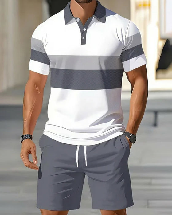 Set Stribet Polo Herre Shorts