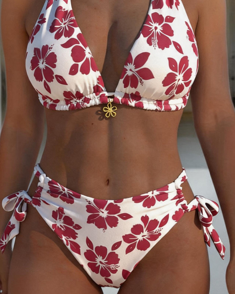 Bikini Hibiscus Tryk Halter
