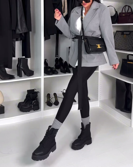 Ensfarvede Leggings Med Ankelstropper