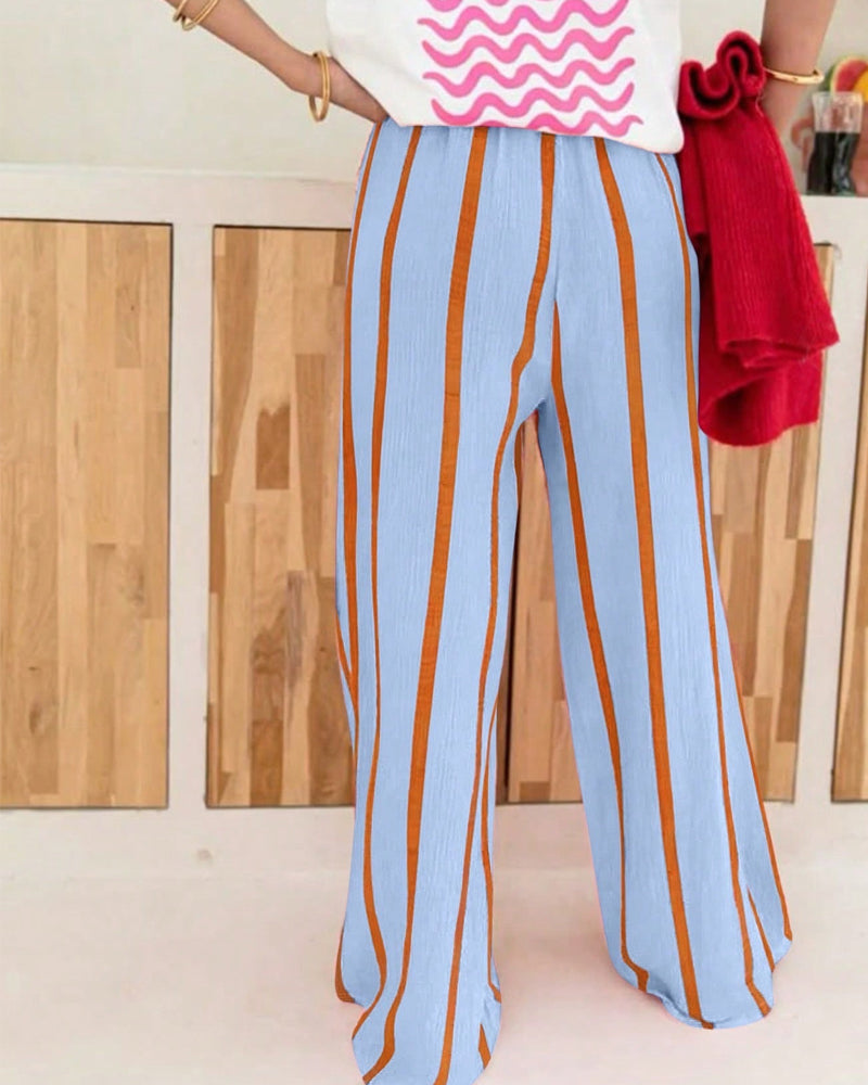 Bukser Stribe Lomme Loose Fit Lige Ben Lang