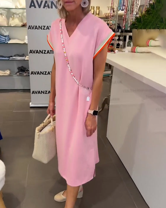 Kjole Lotusbladærmer V-Hals Afslappet Slids