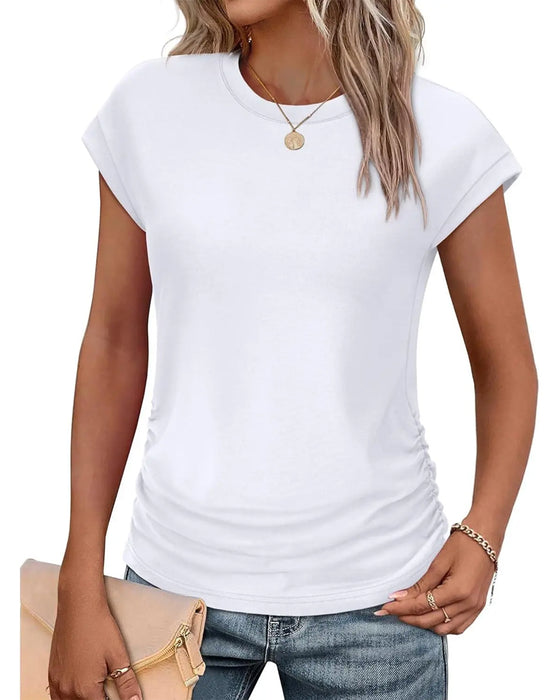 T-Shirt Side Rynkning Kort Ærme