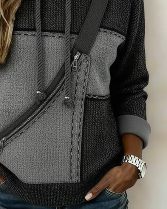 Stilfuld Hættetrøje Med Farveblokke