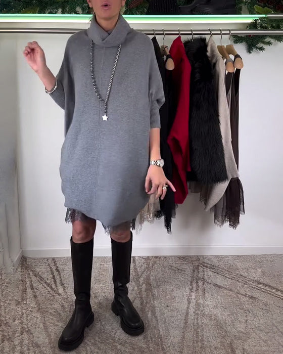 Selestropper Blonde Mesh Kjole Dragt Høj Krave Flagermusærme