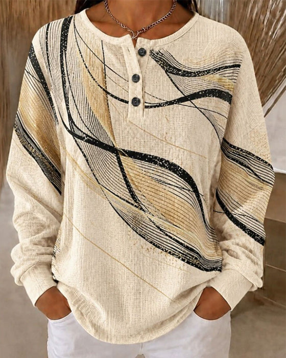 Sweatshirt Bølge Linje Tryk