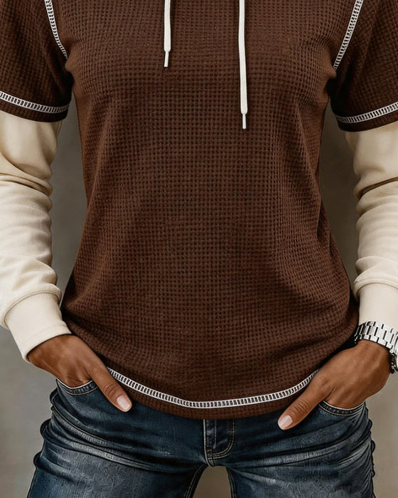 Hoodie Vaffel Farveblok 2 I 1