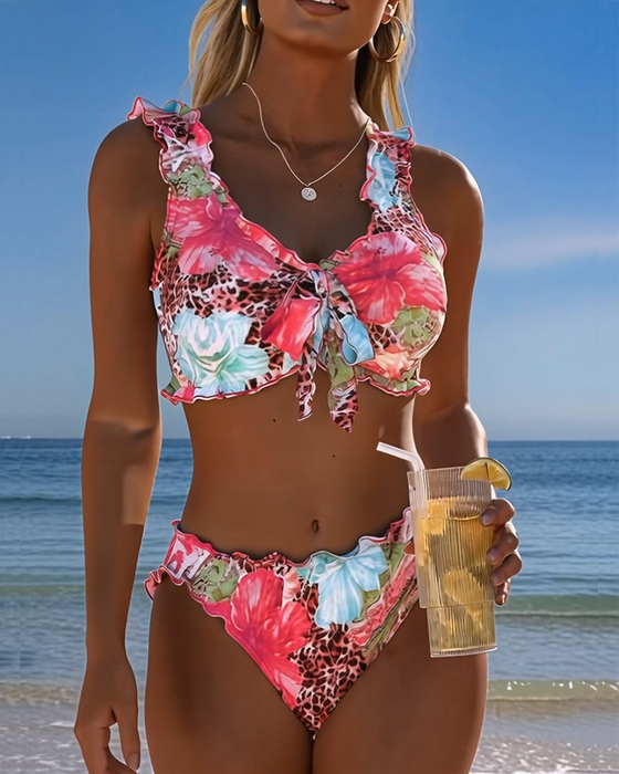 Bikinis Blomstret Leopard Lapværk