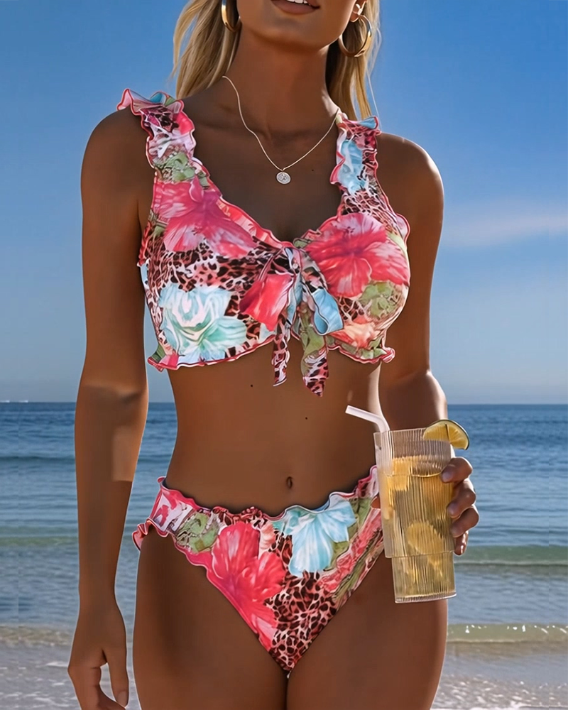 Bikinis Blomstret Leopard Lapværk