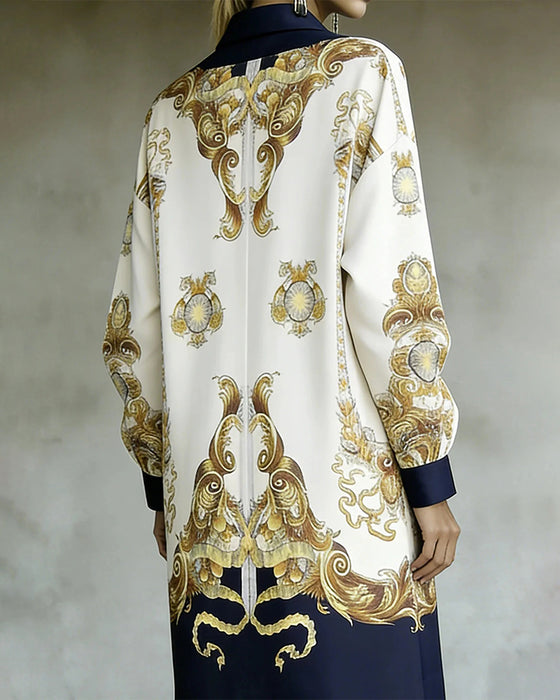 Kjole Lygterme Trykt Krave Skjorte