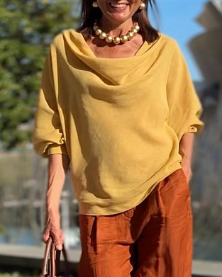 Bluse Draperet Hals Løs