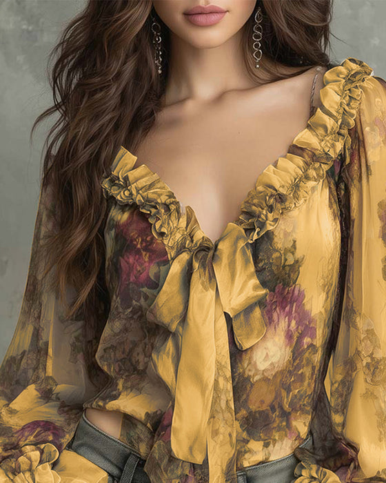 Bluse Lotustryk Elegant