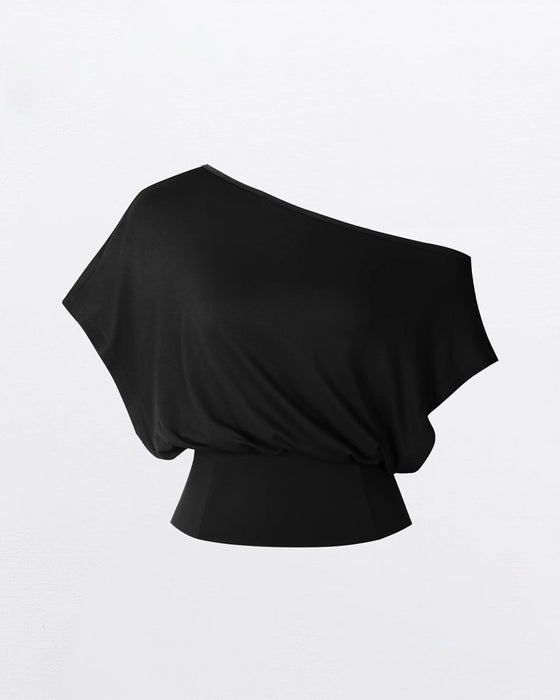 T-Shirt Asymmetrisk Kant Tætsiddende Flagermus