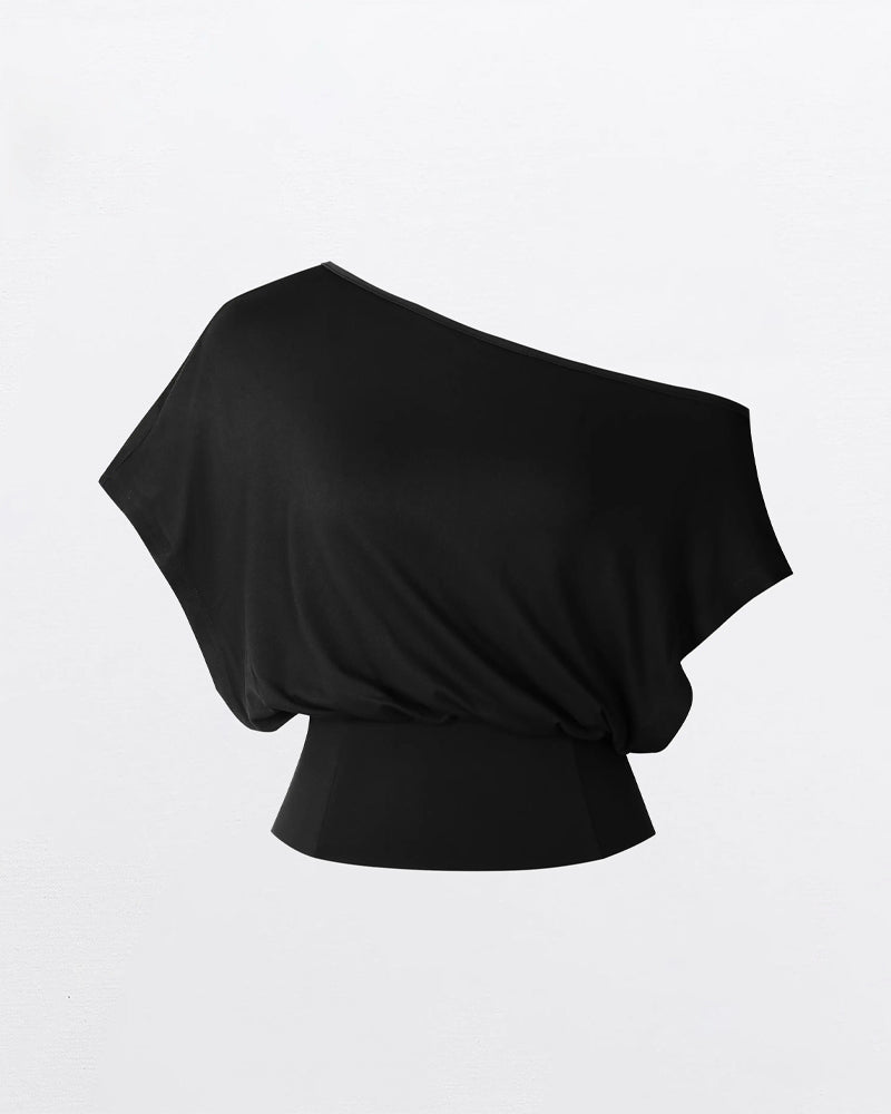 T-Shirt Asymmetrisk Kant Tætsiddende Flagermus