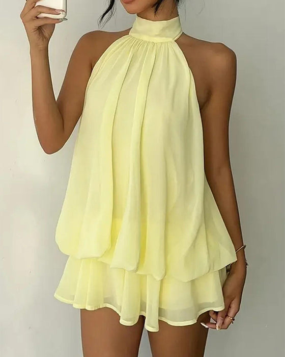 Kjole Halsstrop Chiffon Mini