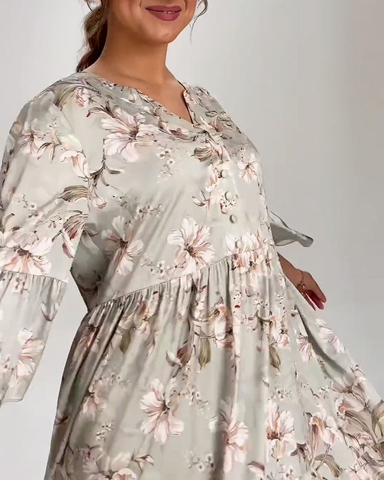 Blomsterkjole med klokkeærmer