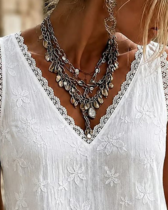 Tanktop V-Hals Enfarvet Blonder