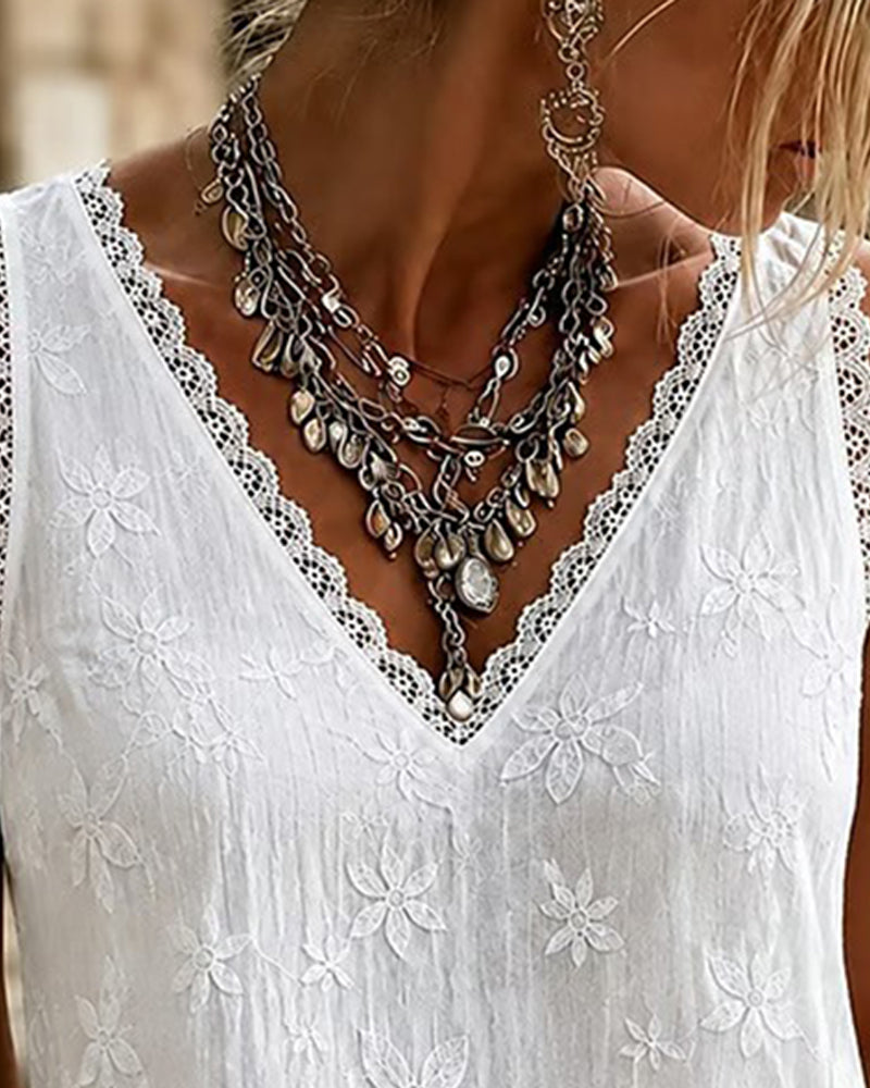 Tanktop V-Hals Enfarvet Blonder