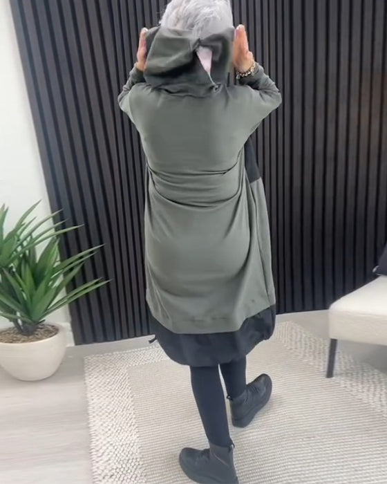 Afslappet hættekjole med skift