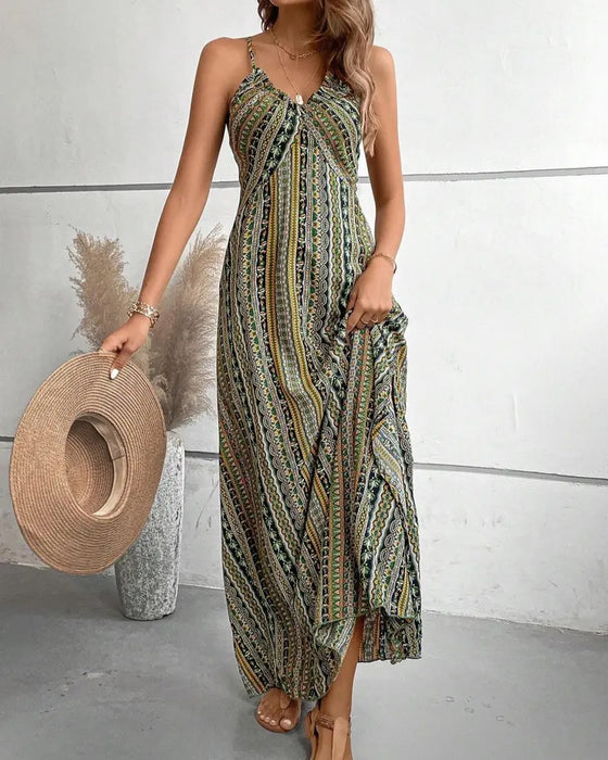 Kjole Spaghettirem Print Strand Slids